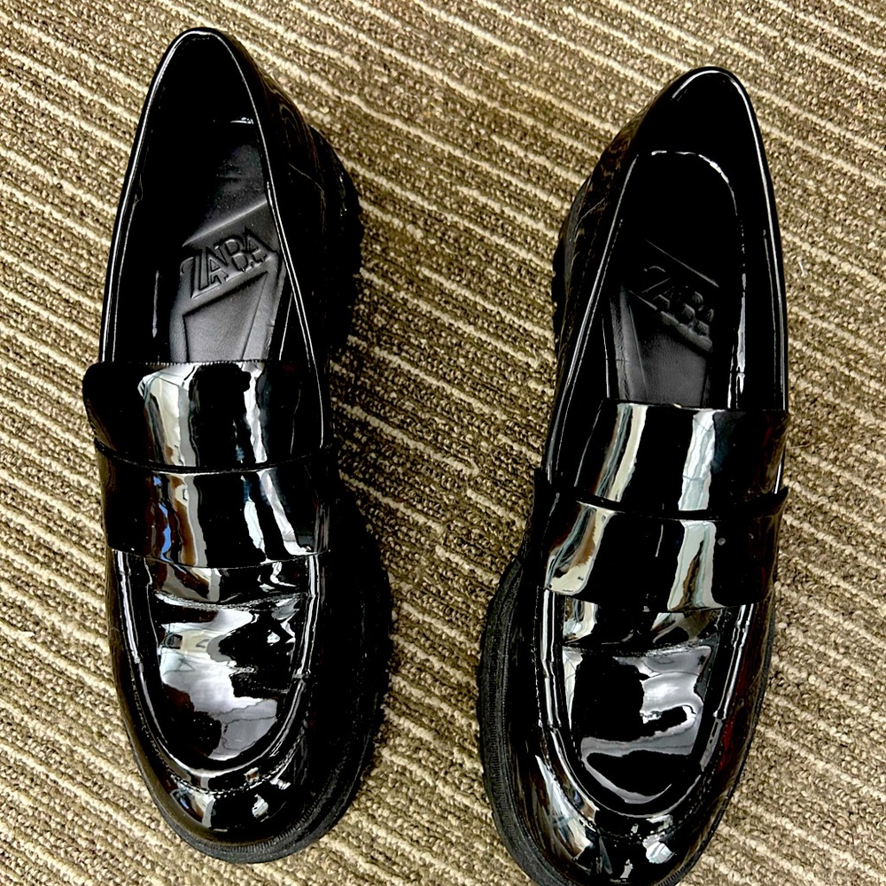 Zara patent loafers size 38